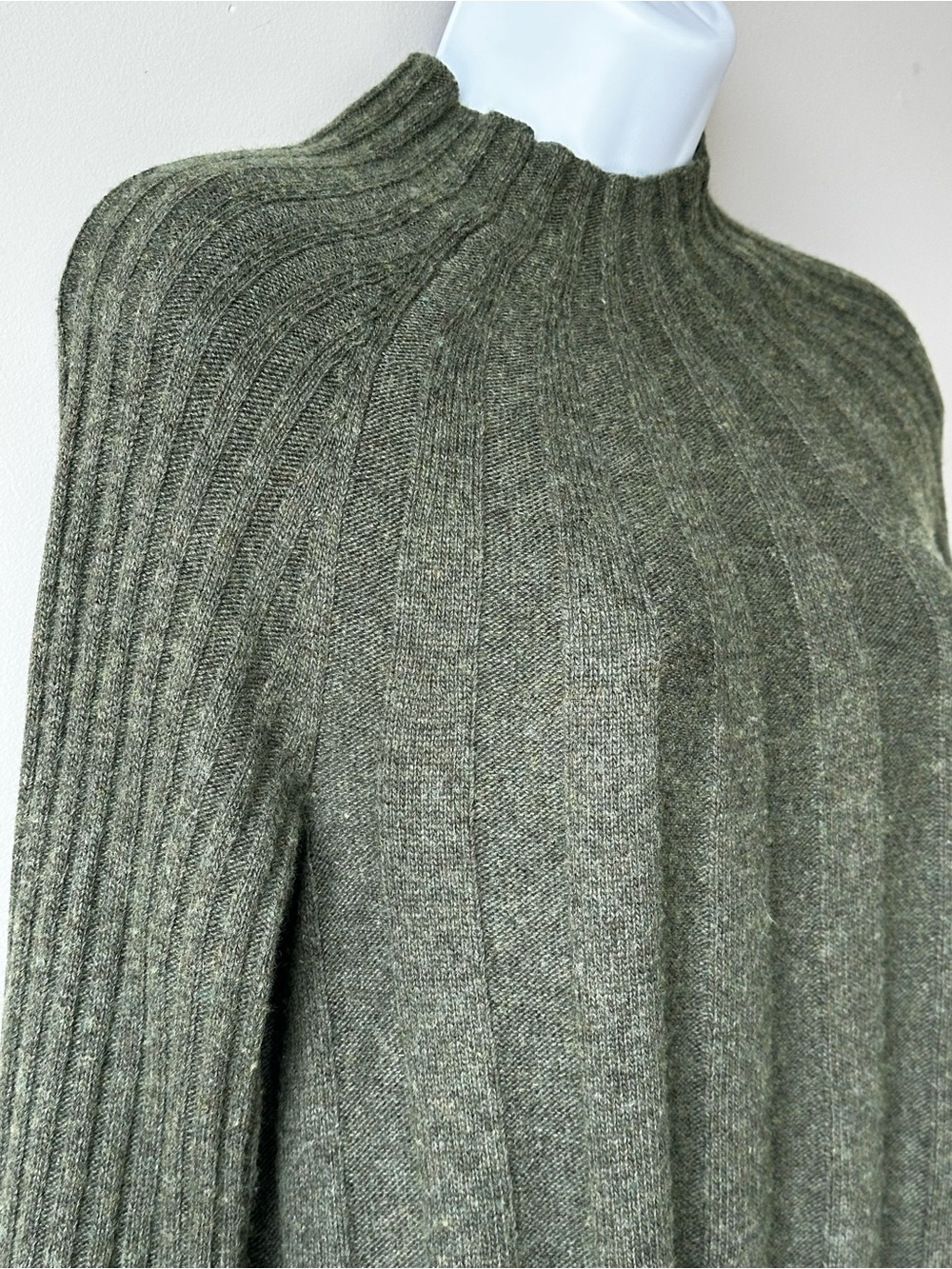 Anthropologie Arsenau Olive Green Ribbed Mock-Neck Sweater Dress - Picture 3 of 9